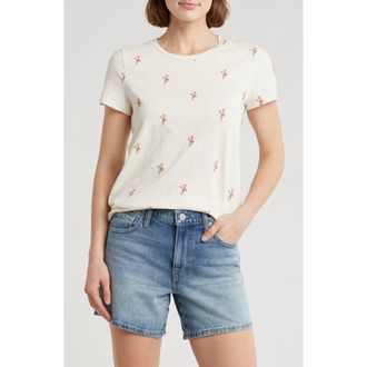 Lucky Brand Flower Embroidered Cotton T-Shirt in Flower Embroidery at Nordstrom Rack, Size X-Small