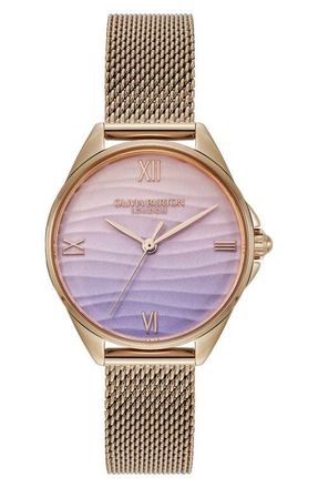 Olivia Burton Azure Mesh Strap Watch, 30mm in Pink at Nordstrom