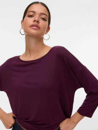 Vero Moda 3/4-Arm-Shirt VERO MODA VMAVA 3/4 TOP JRS GA NOOS, Damen, Gr. S, rot (winetasting), Jersey, Obermaterial: 95% Lyocell, 5% Elasthan, unifarben, normal,