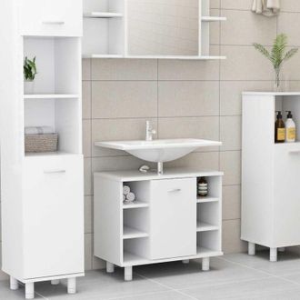 vidaXL Armario De Ba&ntilde;o Madera Contrachapada Blanco 60x32x53,5 Cm Vidaxl