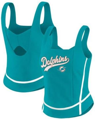 WEAR by Erin Andrews Womens WEAR by Erin Andrews Aqua Miami Dolphins Square Neck Tank Top at Nordstrom, Size Xx-Large