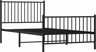 vidaXL Estructura Cama Sin Colch&oacute;n Con Estribo Metal Negro 100x200 Cm Vidaxl