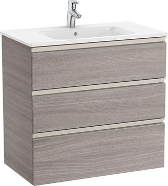 Roca Roca - Pack Unik Mueble Base De 3 Cajones + Lavabo Central The Gap Color: Roble City Texturizado - Medidas: 805x460x763 Mm