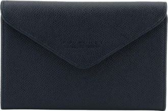 Pourchet Cassetta Platte Portemonnee - Dames - Portefeuilles - Blauw - ONE Size - Leer - Accessoires