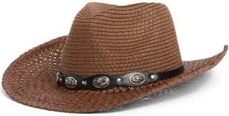 Vince Camuto Concho Trim Cowgirl Hat in Brown at Nordstrom Rack