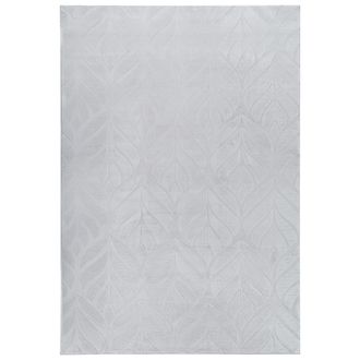 Beliani Alfombra De Pelo Sint&eacute;tico De Conejo Peluda Con Motivo De Hojas 160 X 230 Cm Gris Claro Mitchell