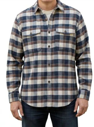 Eddie Bauer Hemplify Plaid Flannel Button Shirt In Blue