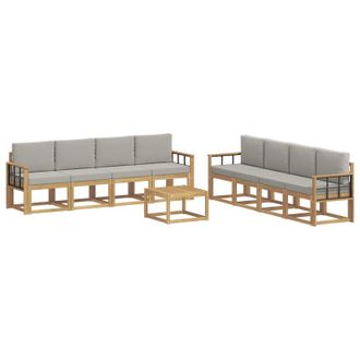 vidaXL Conjunto De Sof&aacute;s De Exterior 9 Pcs Blanco Y Gris Claro Vidaxl
