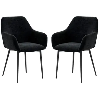 HOMCOM Set 2 Sedie Imbottite Moderne Con Braccioli E Gambe In Acciaio Nero - Homcom