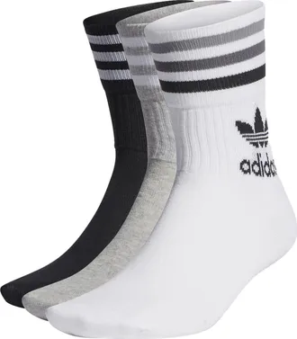 adidas Originals Mid Cut Crew Socks White Grey Black HC9554