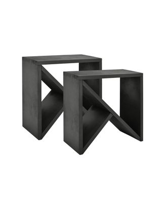 Deco Wood Pack 2 mesitas de madera maciza en tono negro de 50x50cm