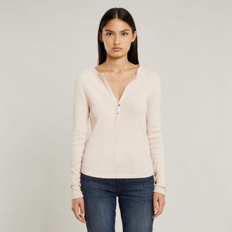 G-Star Langarmshirt G-STAR Deep v slim, Damen, Gr. S, linen gd, Single Jersey, Obermaterial: 100% Baumwolle, unifarben, slim fit, V-Ausschnitt, abgesteppte K