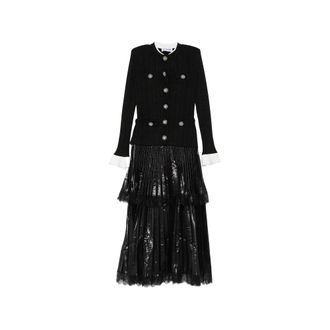 Self Portrait Crystal-embellished Pleated Midi Dress