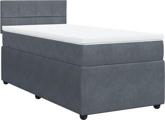 vidaXL Cama Box Spring Con Colch&oacute;n Terciopelo Gris Oscuro 90x200 Cm Vidaxl
