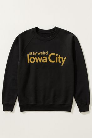 The Original Retro Brand Unisex - Stay Weird Iowa City Varsity Full Length Sweatshirt In Vintage Black