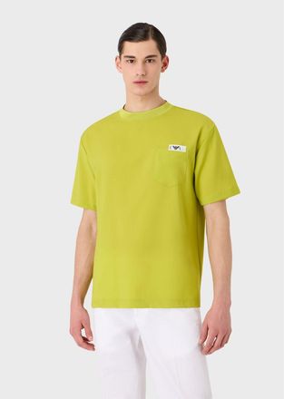 Emporio Armani Mens Micro Logo T-Shirt in Green Wool - Size X-Large