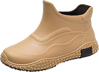 Generic Mens Waterproof Short Wellington Boots with Fleece Lining, Non Slip Thermal Rubber Sole Rain Boots, Insulated Ankle Wellies for Mud Snow, Lightweight 