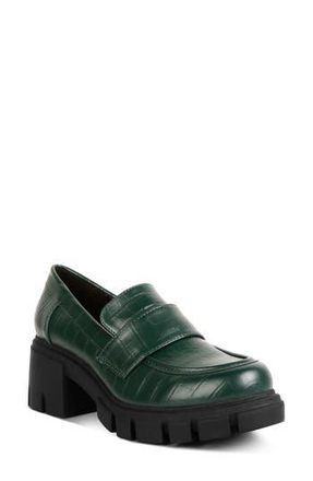 London Rag Benz Croc Embossed Loafer Pump in Dark Green at Nordstrom Rack, Size 5