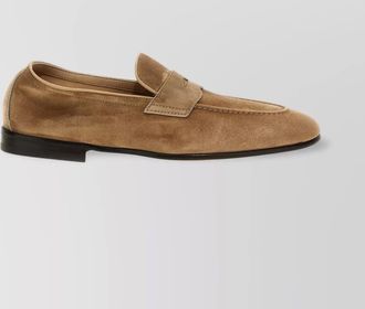 Brunello Cucinelli almond toe suede loafers with stitched detailing