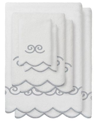 Linum Home Textiles 100% Turkish Cotton Symmetra Scallop 6Pc Embellished Towel Set