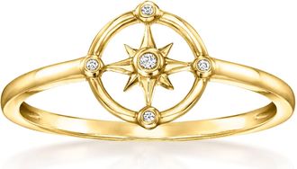 RS Pure by Ross-Simons Diamond Compass Ring in 14kt Yellow Gold