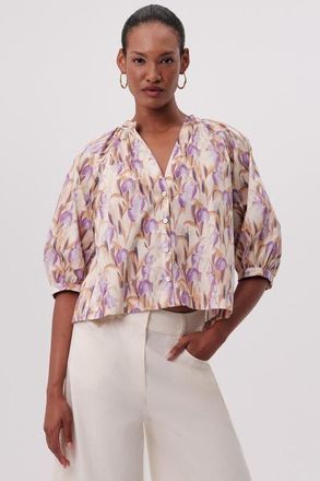 Exquise Mandy V Neck Short Sleeve Shirt in Multi Color at Nordstrom, Size Xx-Large
