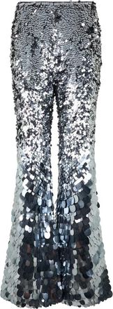 Alberta Ferretti Broek met wijde pijpen en pailletten - Dames - Wijde Broeken - Grijs - M - Pailletten - Broeken