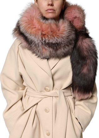 Dolce & Gabbana Womens Pink Frost Fox Fur Neck Warmer Winter Scarf