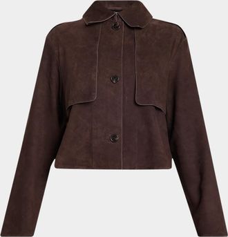Theory Suede Cropped Trench Coat
