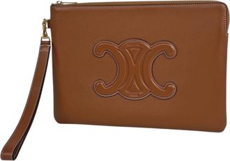 Celine Brown Leather Clutch Bag (Pre-Owned)