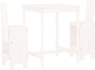 vidaXL 3 Piece Garden Bar Set White Solid Wood Pine Vidaxl