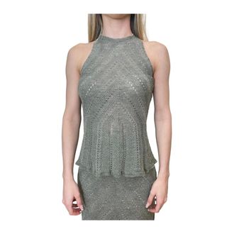 Twinset Sleeveless Tops, female, Green, Size: XS Twin-set Top