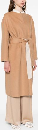 Fabiana Filippi Womens Wool Belted Coat - Tan - Size EU 42 (Womens)