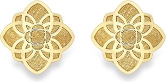 Jewelco London 9ct Gold Flower Petal Satin Square Stud Earrings 6mm - SENR02285