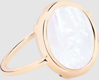 Ginette NY Bague Baby Disc Nacre Blanche Or Rose