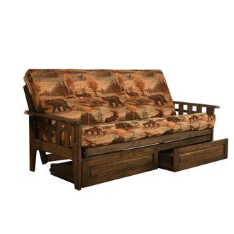 Kodiak Tucson Frame-Rustic Walnut Finish-Canadian Mattress-Storage Drawers