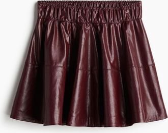 H&M Ausgestellter Jupe mit Coating - Weinrot