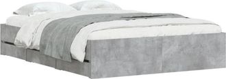 vidaXL Bed Frame with Drawers without Mattress Concrete Grey 120x190 cm Small Double Vidaxl