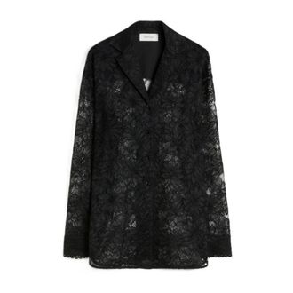 Max Mara Shirts, female, Black, Size: XS Oversized Rebrod&eacute; Lace Jacket