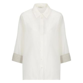 PANICALE Shirts, female, White, Size: S Cotton and Silk Shirt