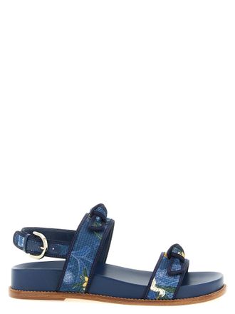 Alexandre Birman Blue Cowhide Flat Womens Sandals