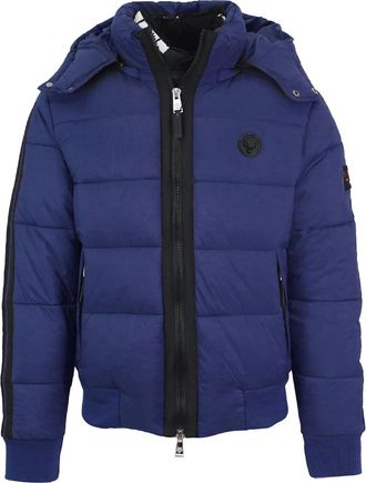 Philipp Plein Mens Plein Sport Padded Taped Sleeve Navy Blue Jacket - Size: 44/Regular