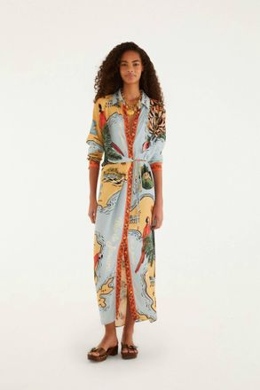 Farm Rio Beaches Path Maxi Dress In Multicolor