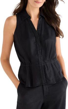 Nic+Zoe Cinch Linen Blend Vest in Black Onyx at Nordstrom, Size Petite P
