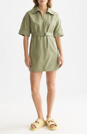 Scotch & Soda Belted Cotton Blend Utility Minidress in Oil Green at Nordstrom, Size 10 Us