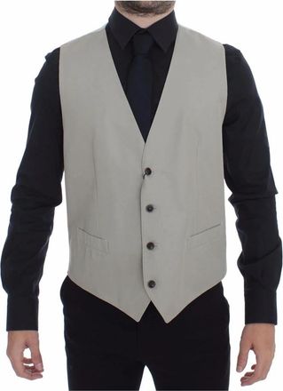 Dolce & Gabbana Beige Classic Fit Vest - Heren - Gillet - Beige - XL - Katoen - Kostuums