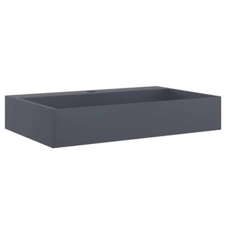 Berkfield Home Wash Basin 60x38x11 cm Mineral Cast/Marble Cast Anthracite in Dark Grey | Size: 60 x 38 x 11 cm