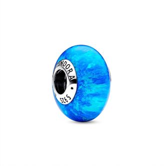 Pandora Womens Ocean Deep Rounded Murano Glass Charm In Opalescent Blue