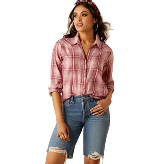 Ariat Womens Billie Jeans Western Shirt Long Sleeve in Delilah Plaid, Size X-Small, by Ariat