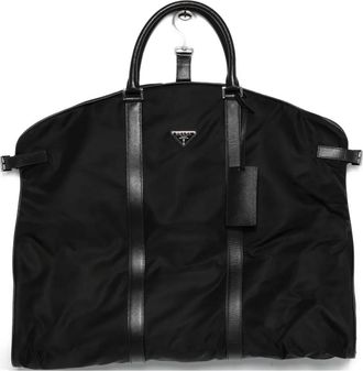 Prada triangle-logo travel bag - men - Nylon/Saffiano Leather - OS - Black